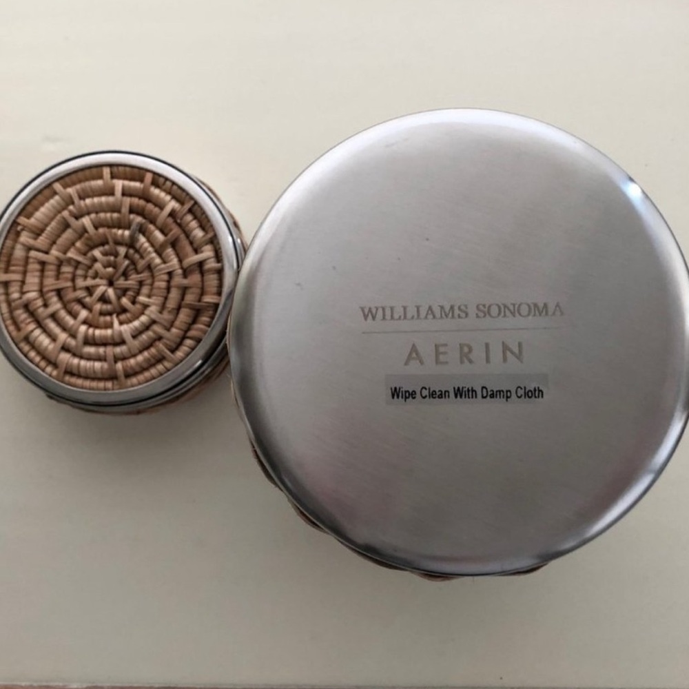 Aerin rattan bottle chiller and set of coasters - Picture 4 of 4